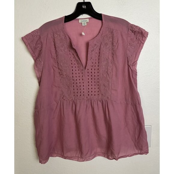 Sundance Katana Dusty Rose Top Boho Embroidered Cap Sleeve M - Picture 2 of 11